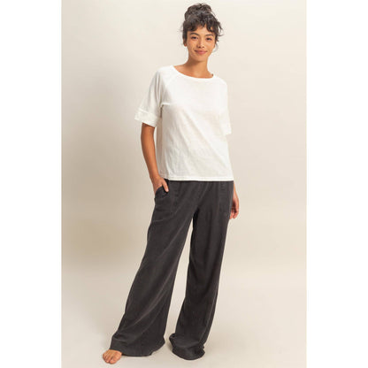 HYFVE - Mineral Washed Wide-Leg Smocked Waist Pants