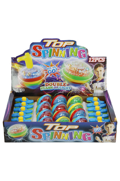 Cap Zone - Rainbow Led Light-up Spinning Top - 12 Pcs