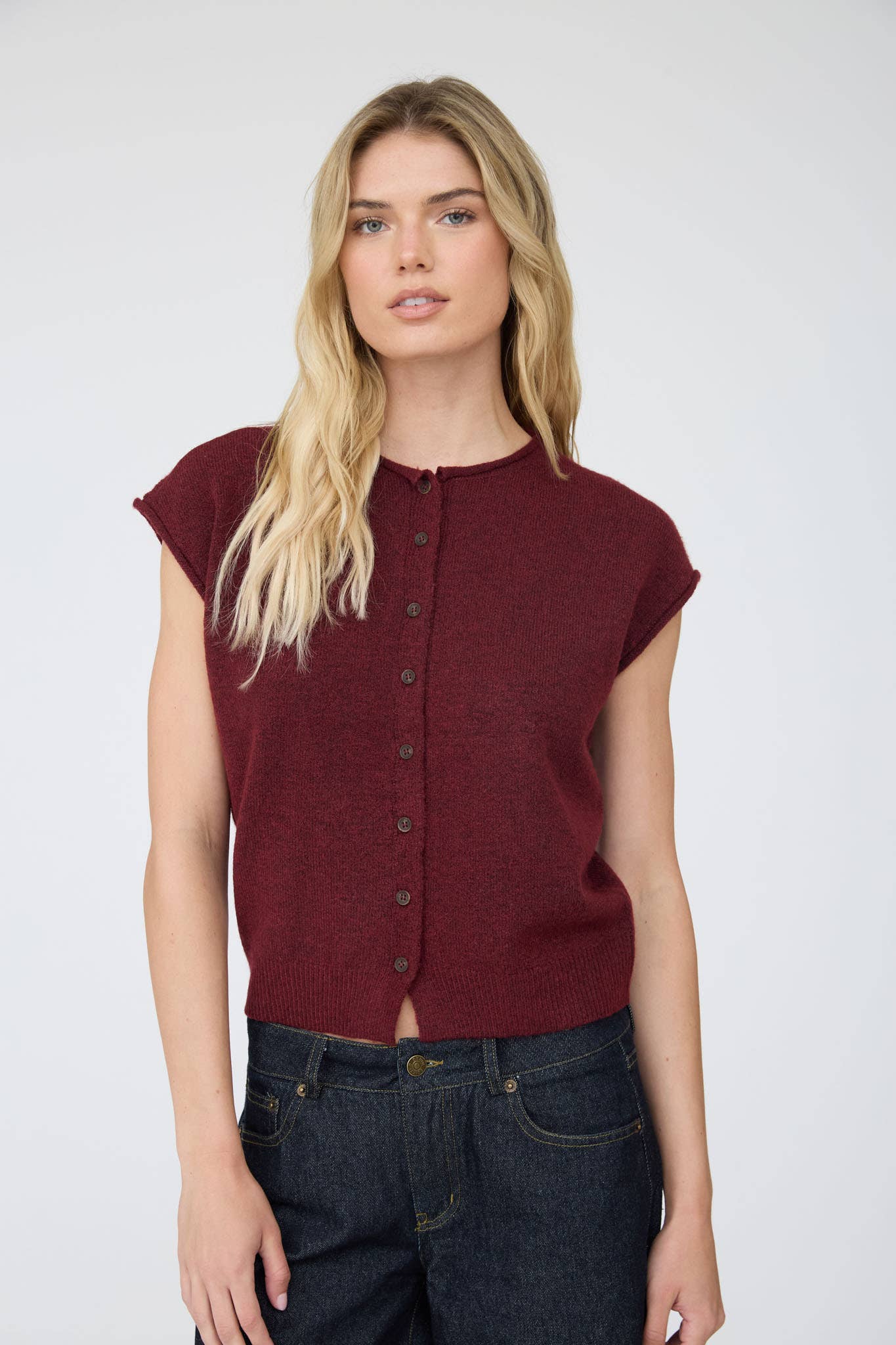 Blu Pepper - RAW EDGE SLEEVELESS LIGHTWEIGHT CARDIGAN