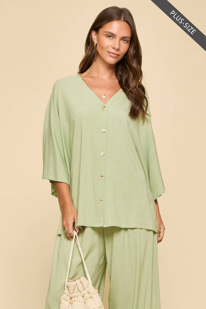 Dear Scarlett - PLUS SIZE 2-Piece Linen Summer Set