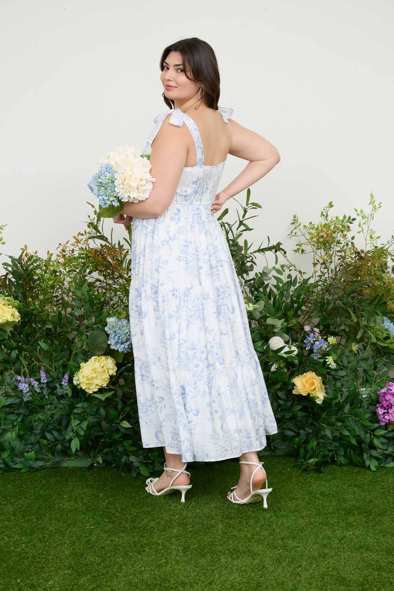 Blu Pepper - PLUS FRUIT BLOSSOM TIERED MIDI DRESS