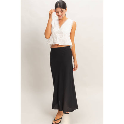 HYFVE - V-Neck Floral Lace Trim Top