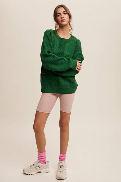 Listicle - Cable Patchwork Knit Pullover LSW0878