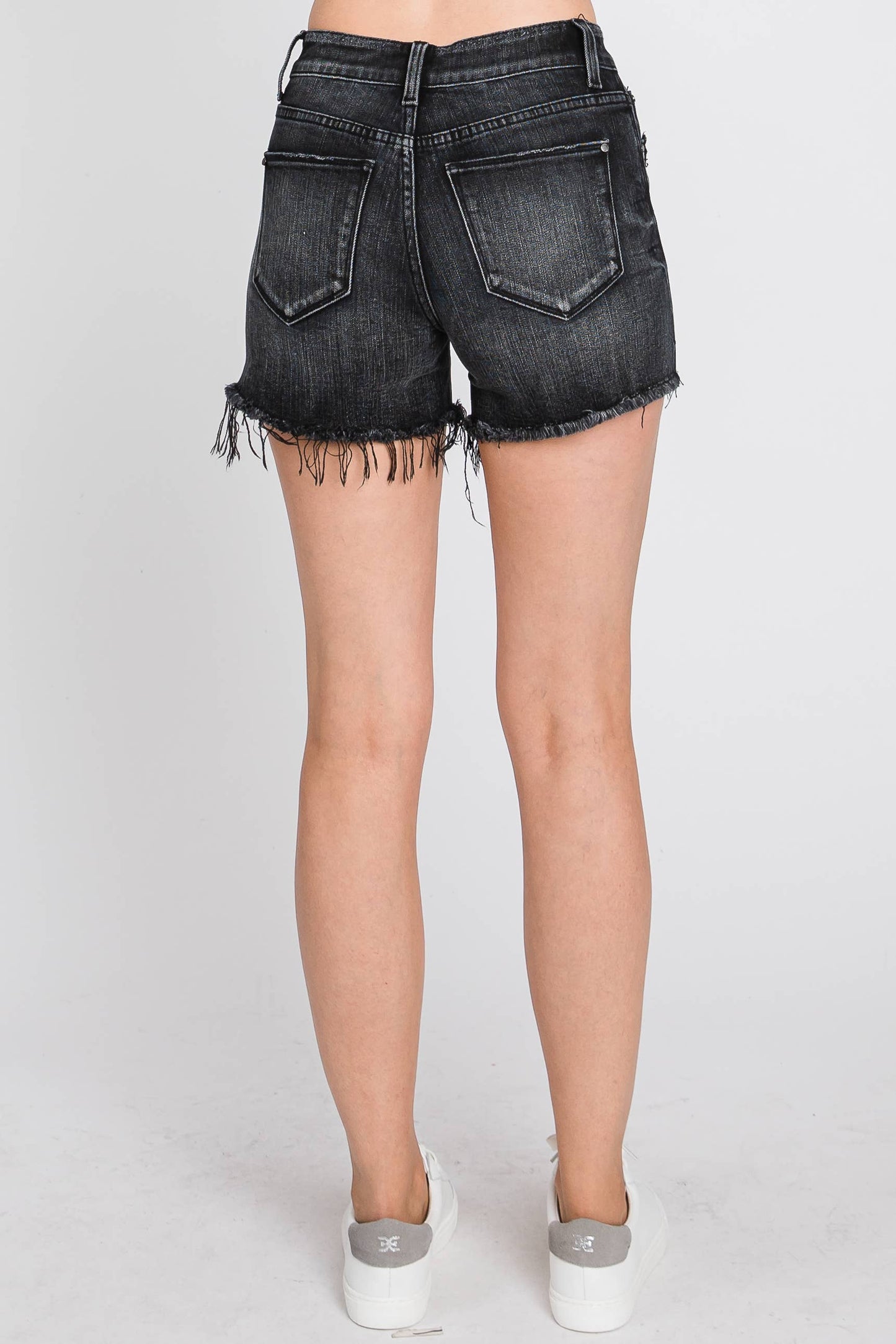 Petra153 - P399RH-BD HIGH RISE COMFORT STRETCH SHORTS W/ FRAYED HEM
