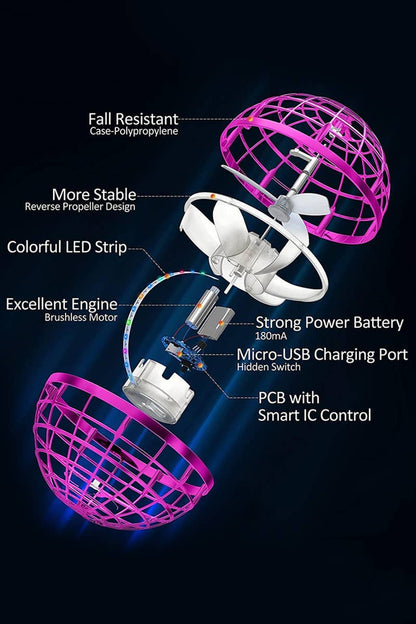 Cap Zone - Magic Led Light Flying Ufo Mini Drone Spinner Toy