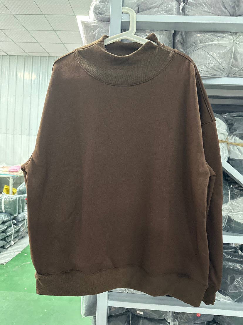 Suhkasana - Women's Oversized Mock Neck Fleece Pullover Sweatshirt