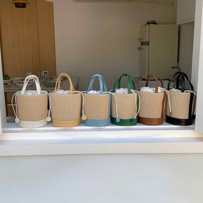 Pretty Persuasions - P25035 Straw Bucket/Crossbody Bag