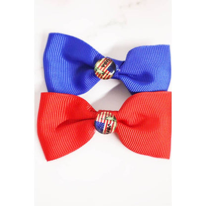 Love and Repeat - American Flag Bow Hair Clip Set