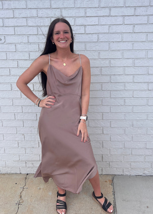 Silk Slip Dress with Bedazzled Straps
