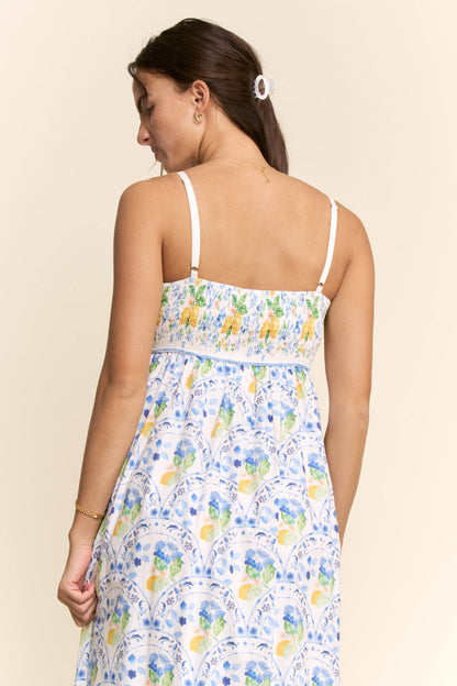 Davi & Dani - PLUS BORDER PRINT SMOCKING BACK MAXI DRESS