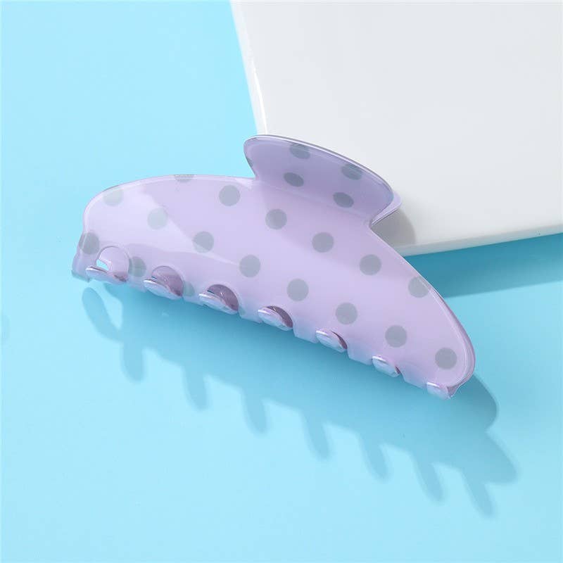 JOSSLYN by wall to wall - Retro Polka Dot Hair Claw - Glossy Spotted French | 40H1099