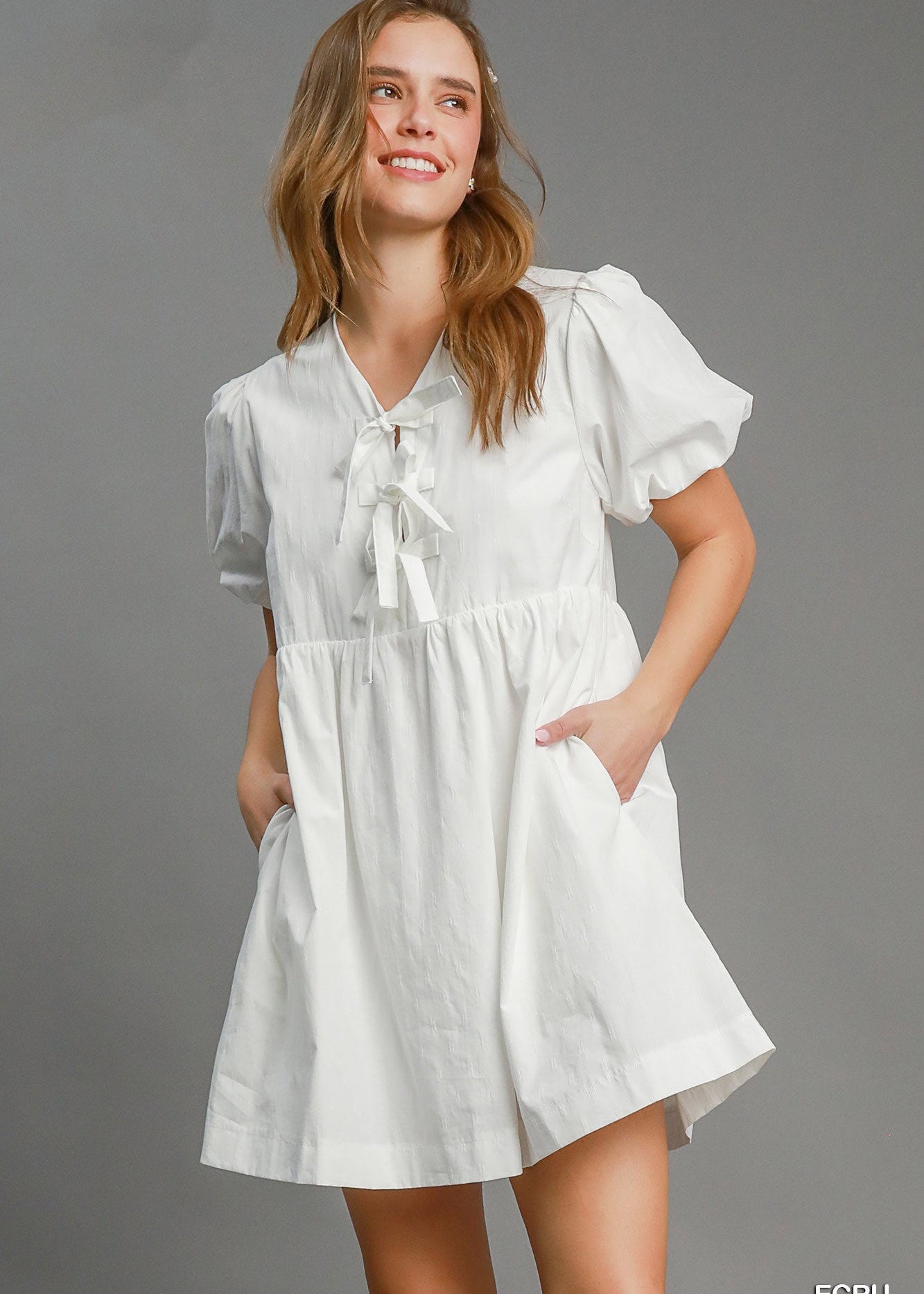 babydoll peplum dress with balloon sleeves