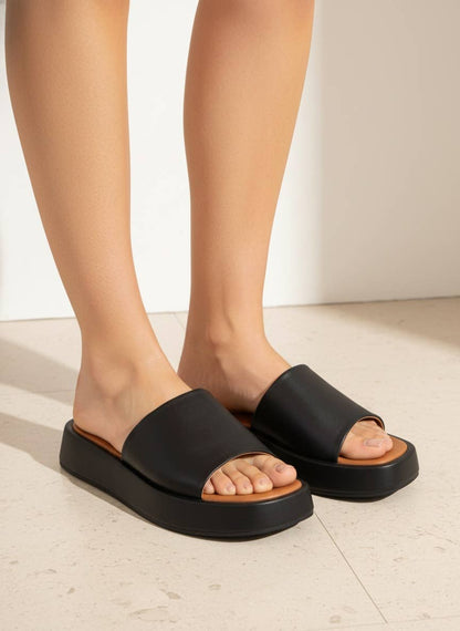 CCOCCI - TOVE Minimal Platform Slide Sandals with Clean Everyday Desi