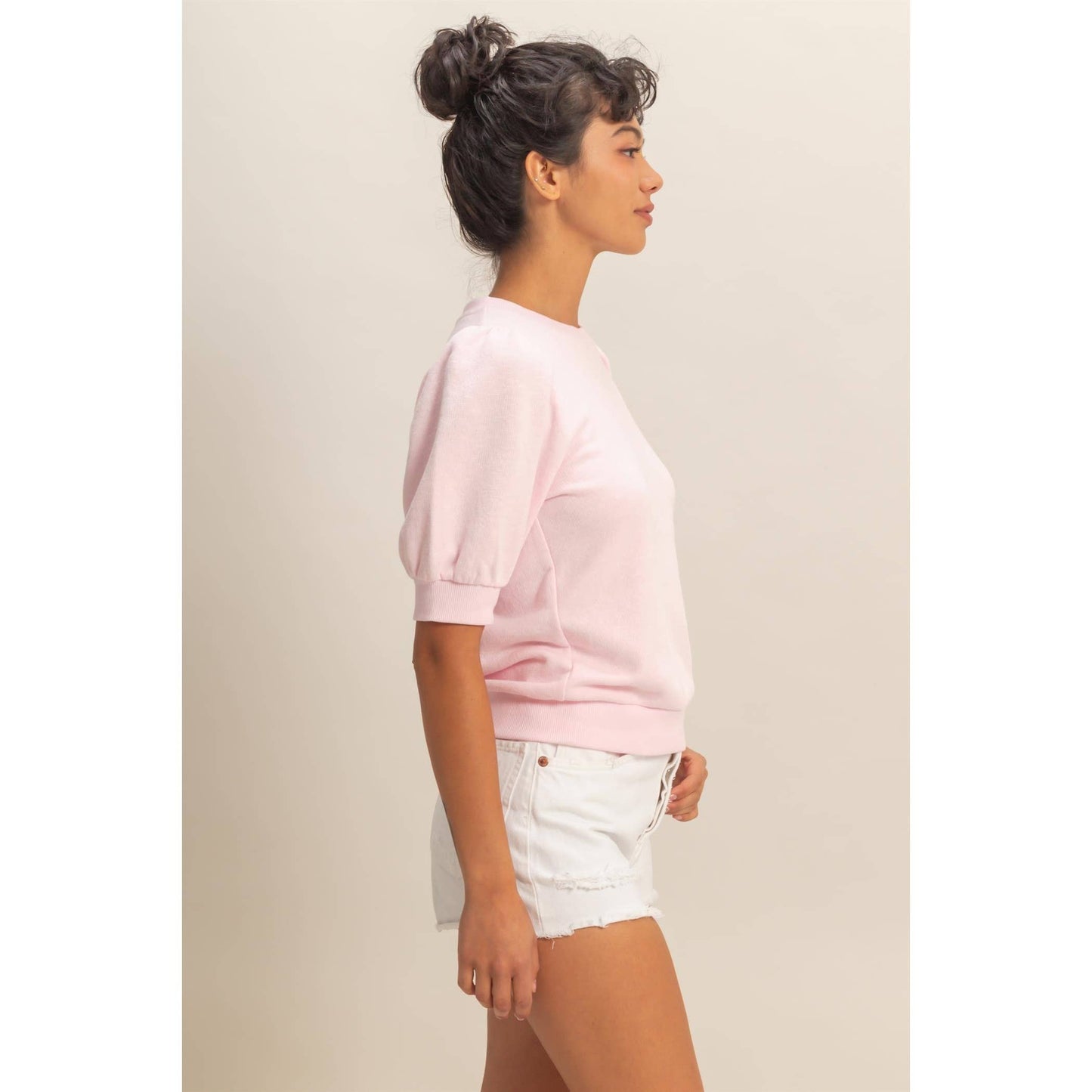 Puff Short Sleeve Crew Neck Top