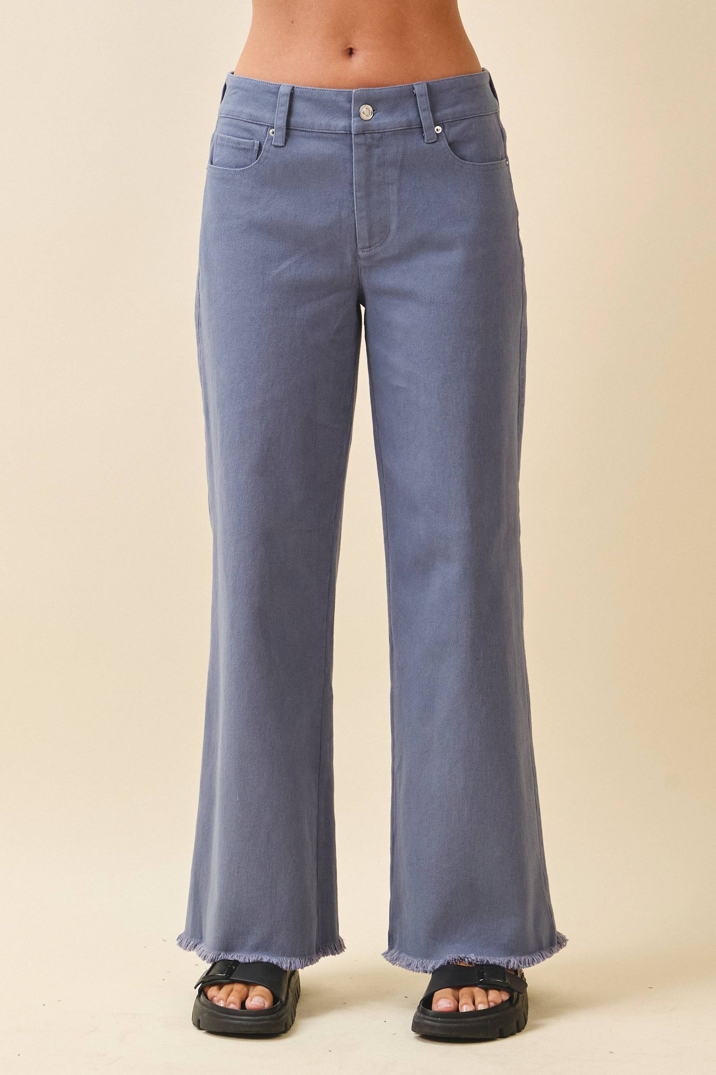 AEMI + CO - 7164GK Wide Leg Raw Hem Denim Pants