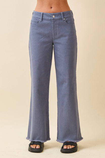 AEMI + CO - 7164GK Wide Leg Raw Hem Denim Pants