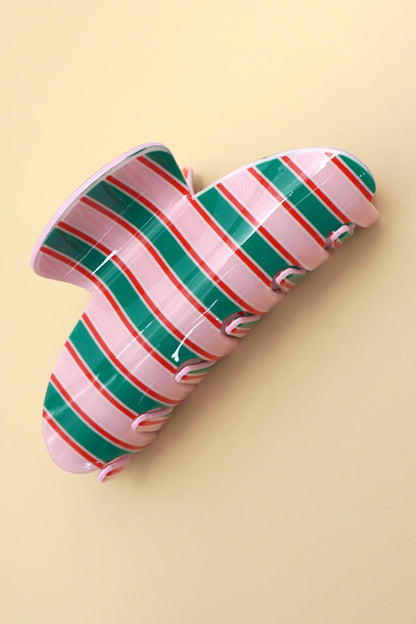 JOSSLYN by wall to wall - JUMBO STRIPE PLAID OVAL HAIR CLAW CLIPS | 40H1069