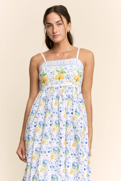 Davi & Dani - BORDER PRINT SMOCKING BACK MAXI DRESS