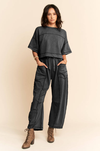 Davi & Dani - MINERAL WASHED EXPOSED BARREL PANTS SET