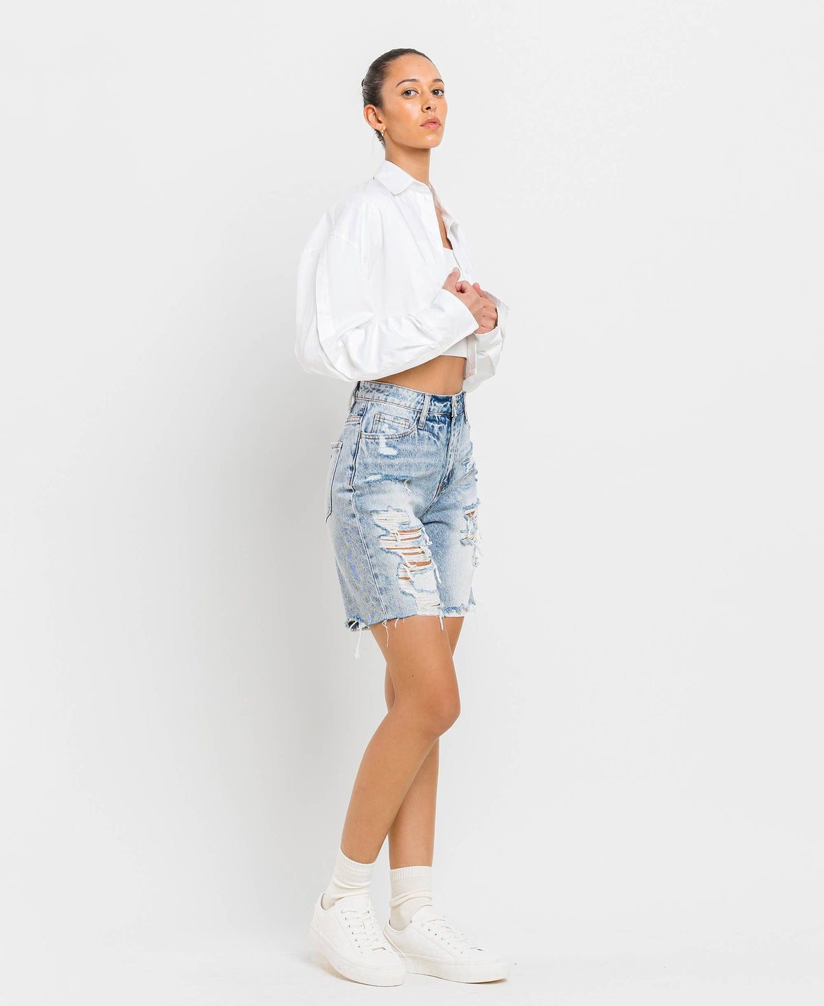 VERVET by FLYING MONKEY - SUPER HIGH RISE BERMUDA SHORTS V2770