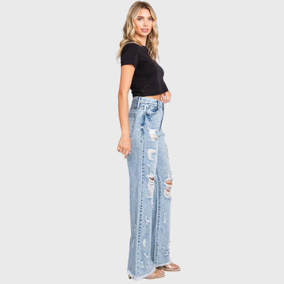 Petra153 - P865VXF-LT DESTROYED HIGH RISE RIGID VINTAGE FLARE JEANS