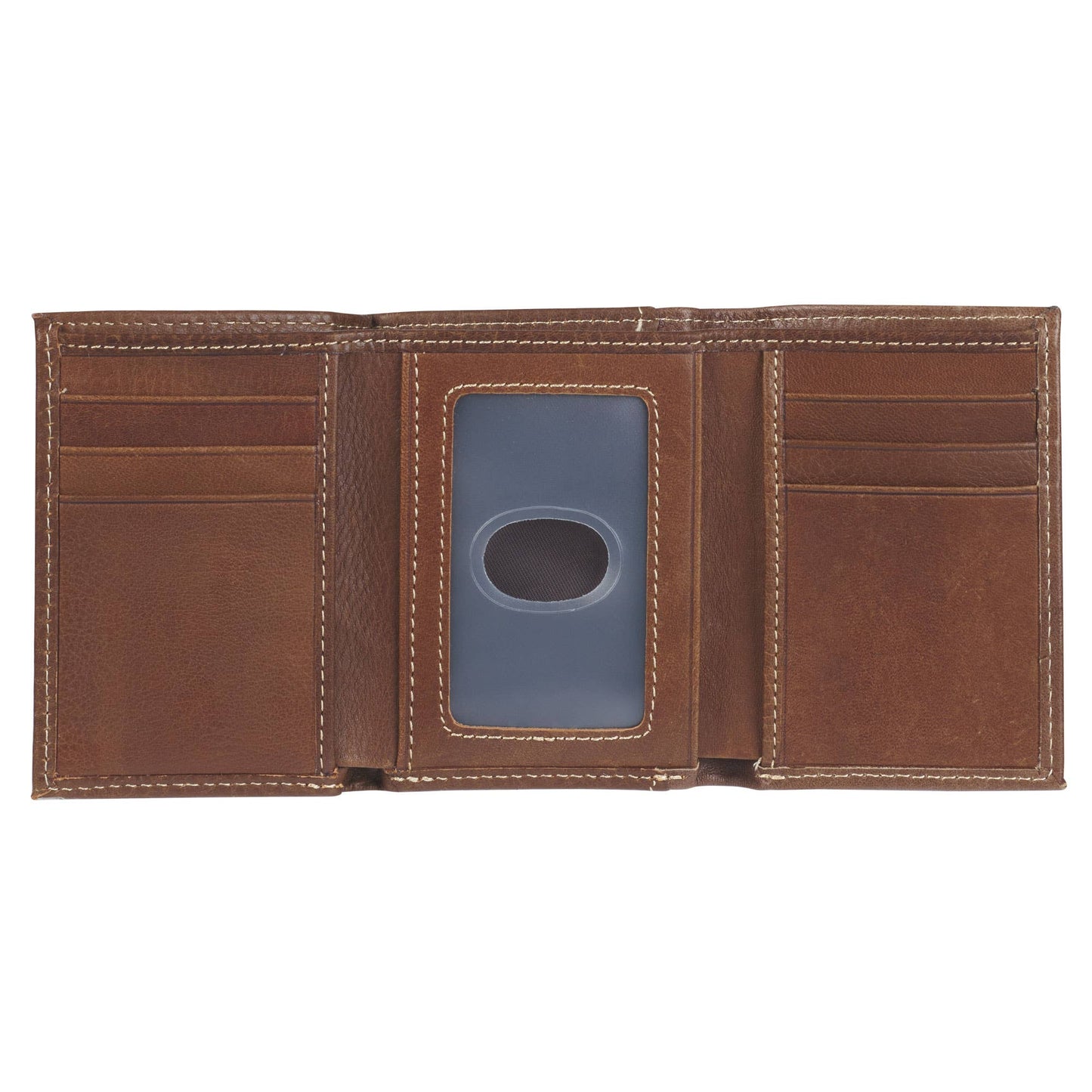 Christian Art Gifts - Wallet Leather Brown Ichthus Badge