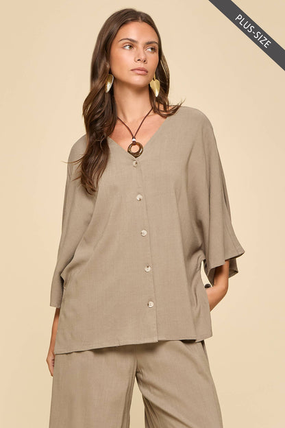 Dear Scarlett - PLUS SIZE 2-Piece Linen Summer Set