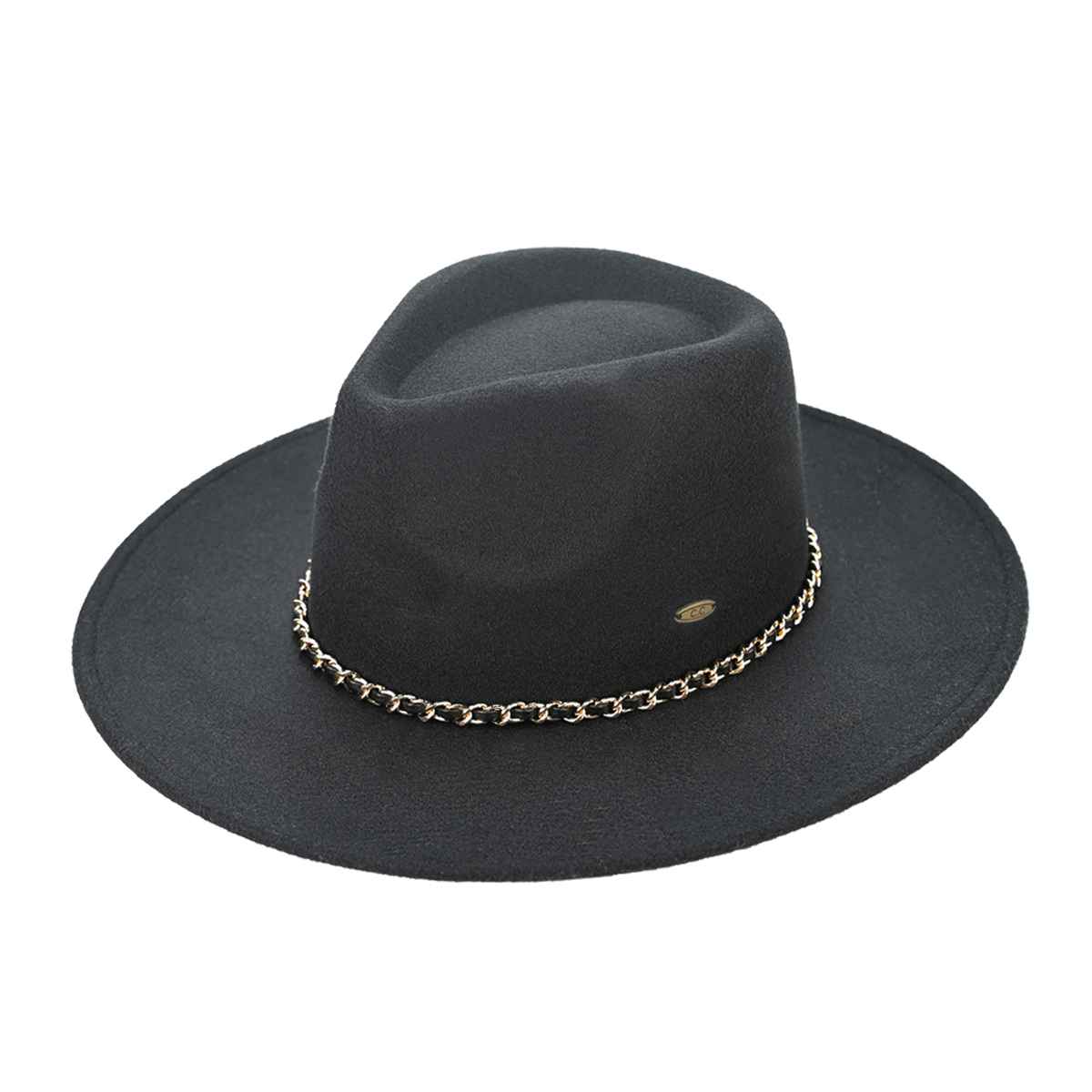MiMi Wholesale - VFE0003 Chain Trim Band Felt Panama Hat