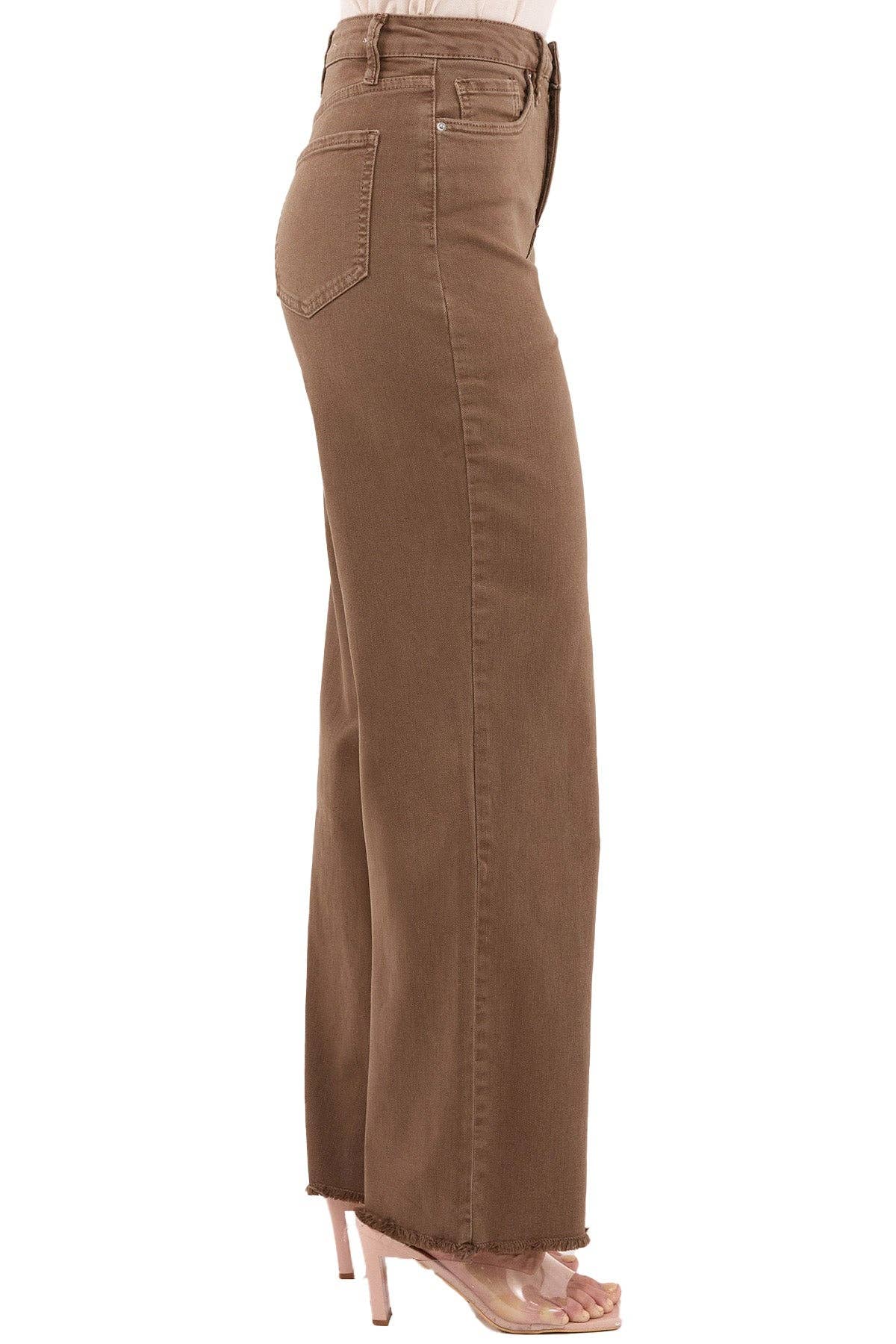 RFM - Plus Size Chloe High Rise Frayed Wide Leg Pants