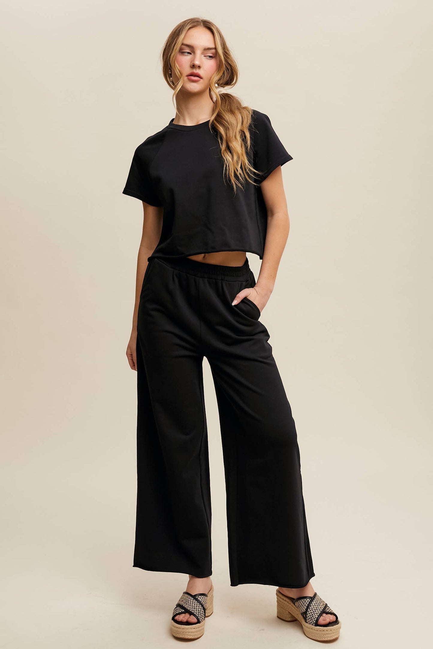 Listicle - Relaxed Fit Top and Wide Leg Pants Lounge Set