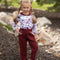 Wren & James - Kids Wine Burgundy Corduroy Pocket Bow Winter Pant Set