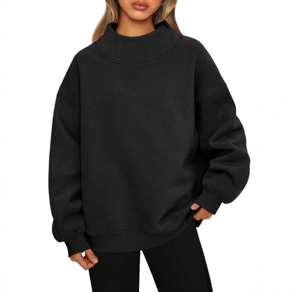 Suhkasana - Women's Oversized Mock Neck Fleece Pullover Sweatshirt