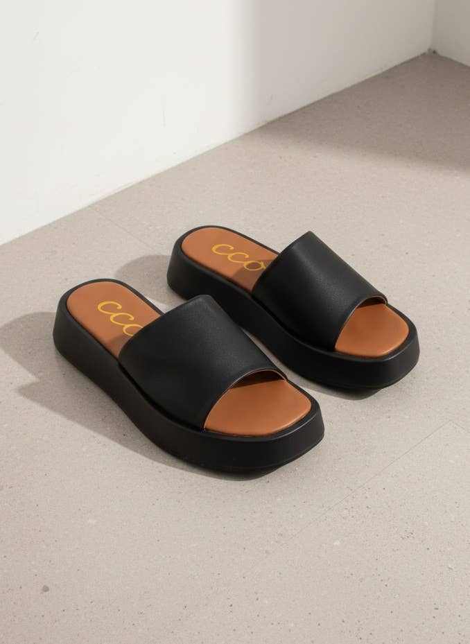CCOCCI - TOVE Minimal Platform Slide Sandals with Clean Everyday Desi