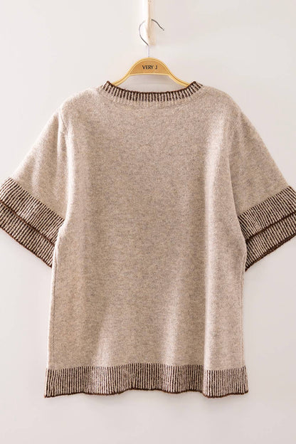 Soft Touch Contrast Rib Knit Top