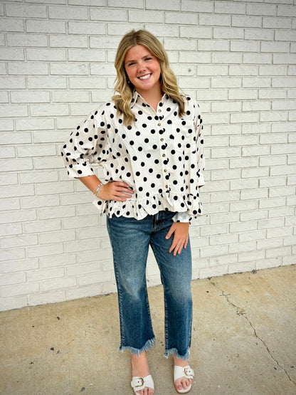 The Shimmer Shack Haptics Polka Dot Button-up
