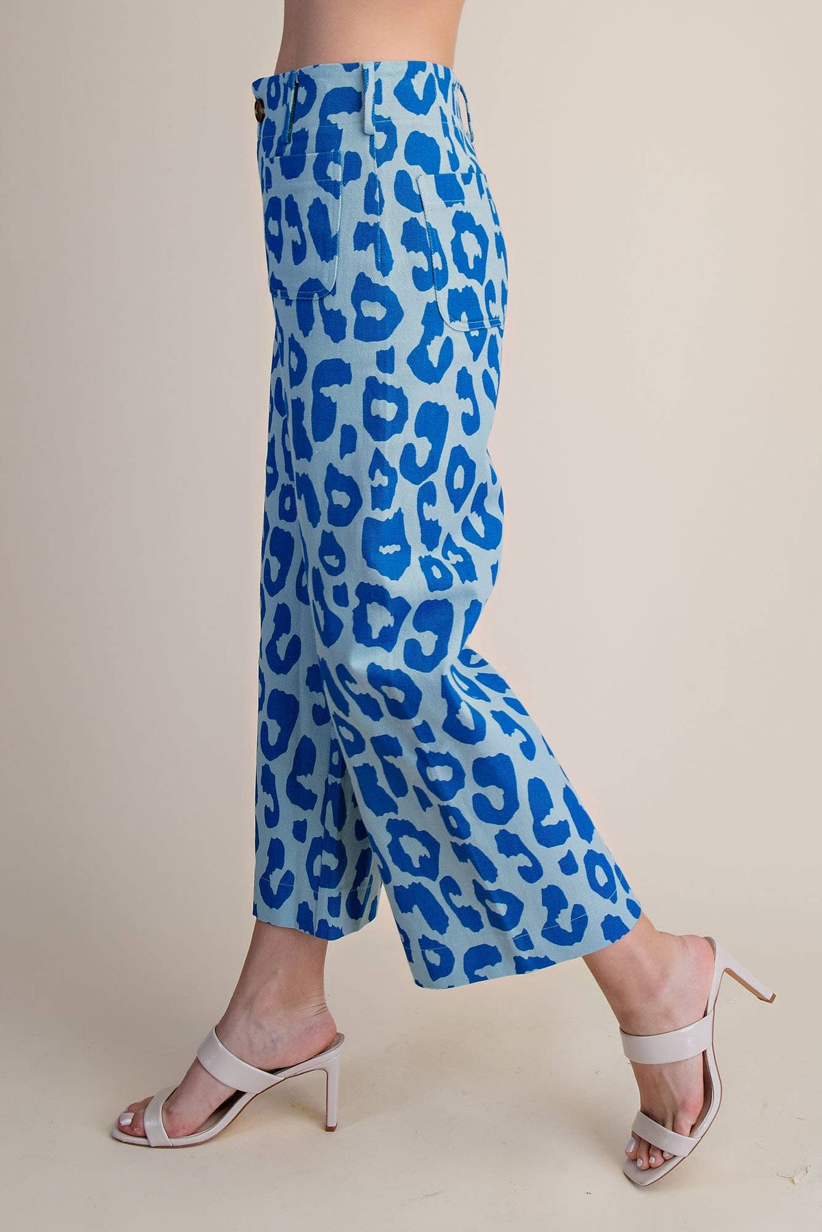 Glam - Colette Cropped Wide-Leg Neon Leopard Pants