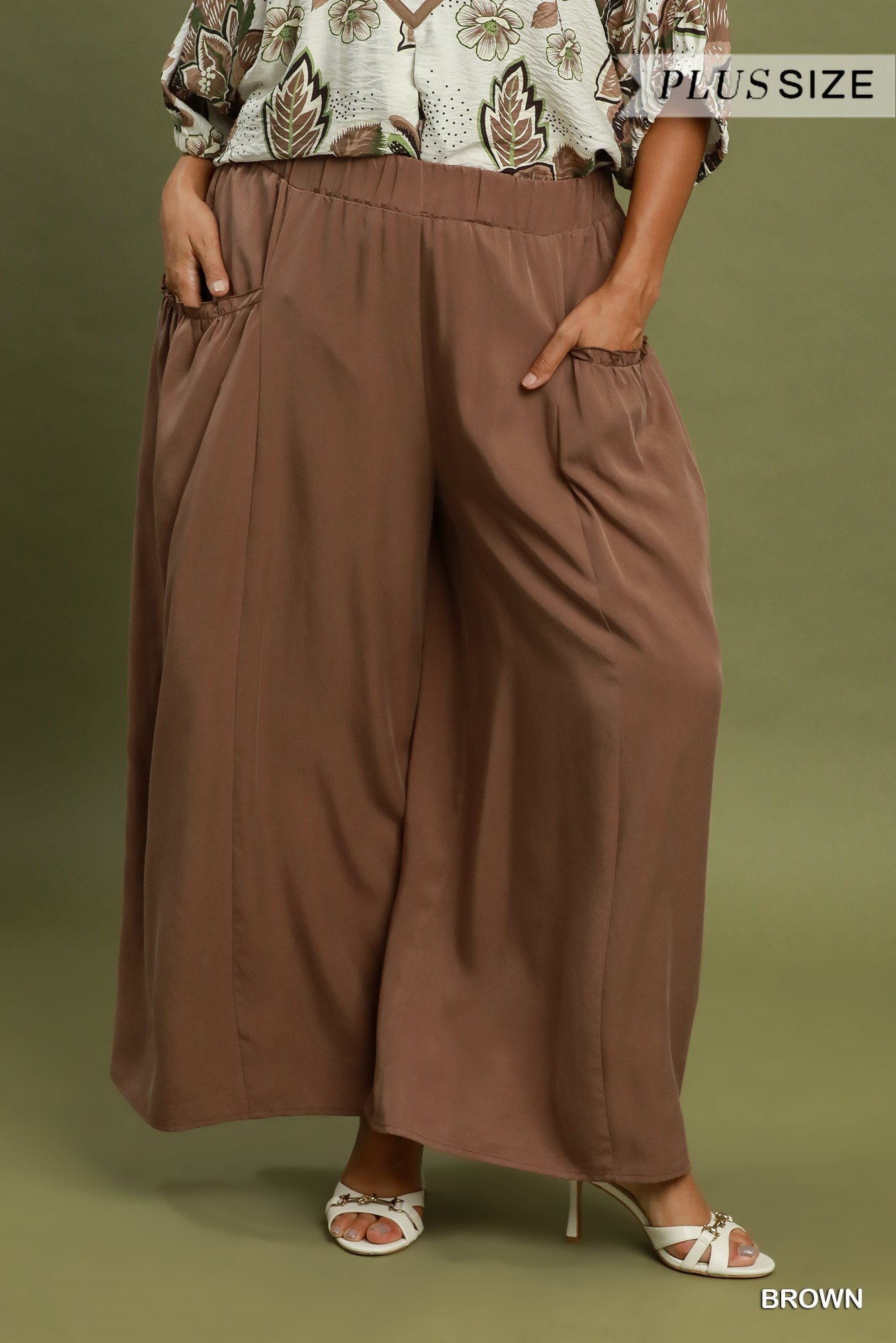 Plus Size Flowy Wide Leg Pocket Pants