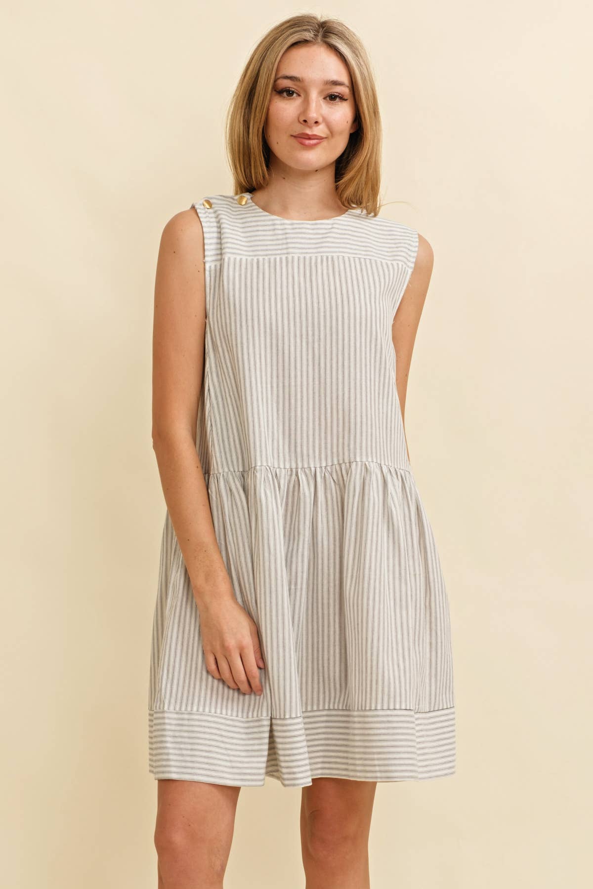 STRIPED SLEEVELESS MINI DRESS