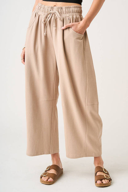 mittoshop - COTTON FRENCH TERRY PULL-ON BARREL LEG PANTS