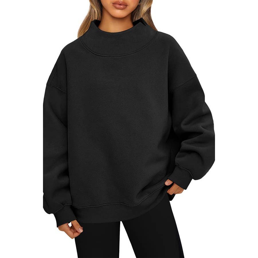 Paperdoll - Pullover Mock Neck Fleece Sweatshirt