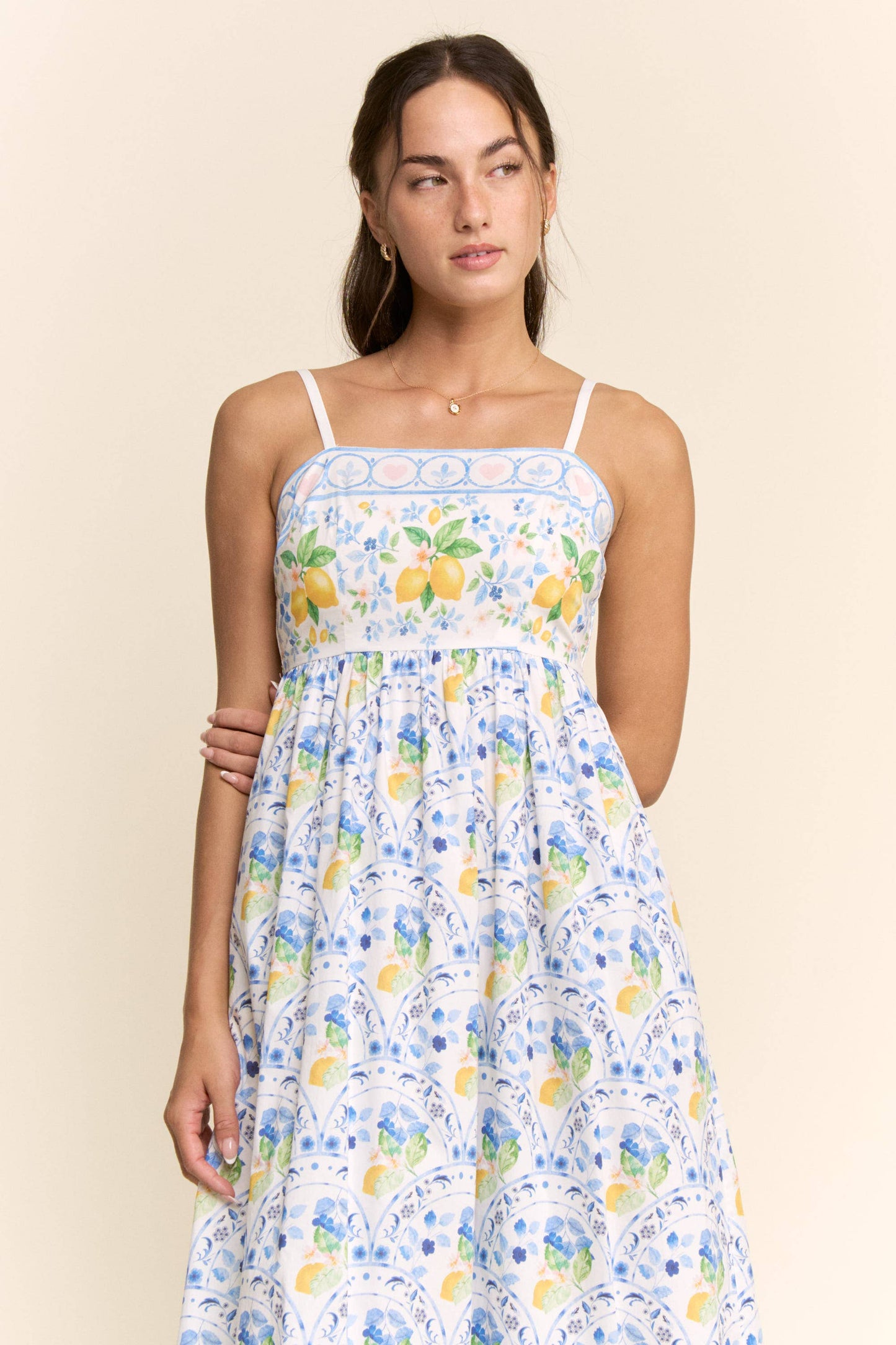 Davi & Dani - PLUS BORDER PRINT SMOCKING BACK MAXI DRESS