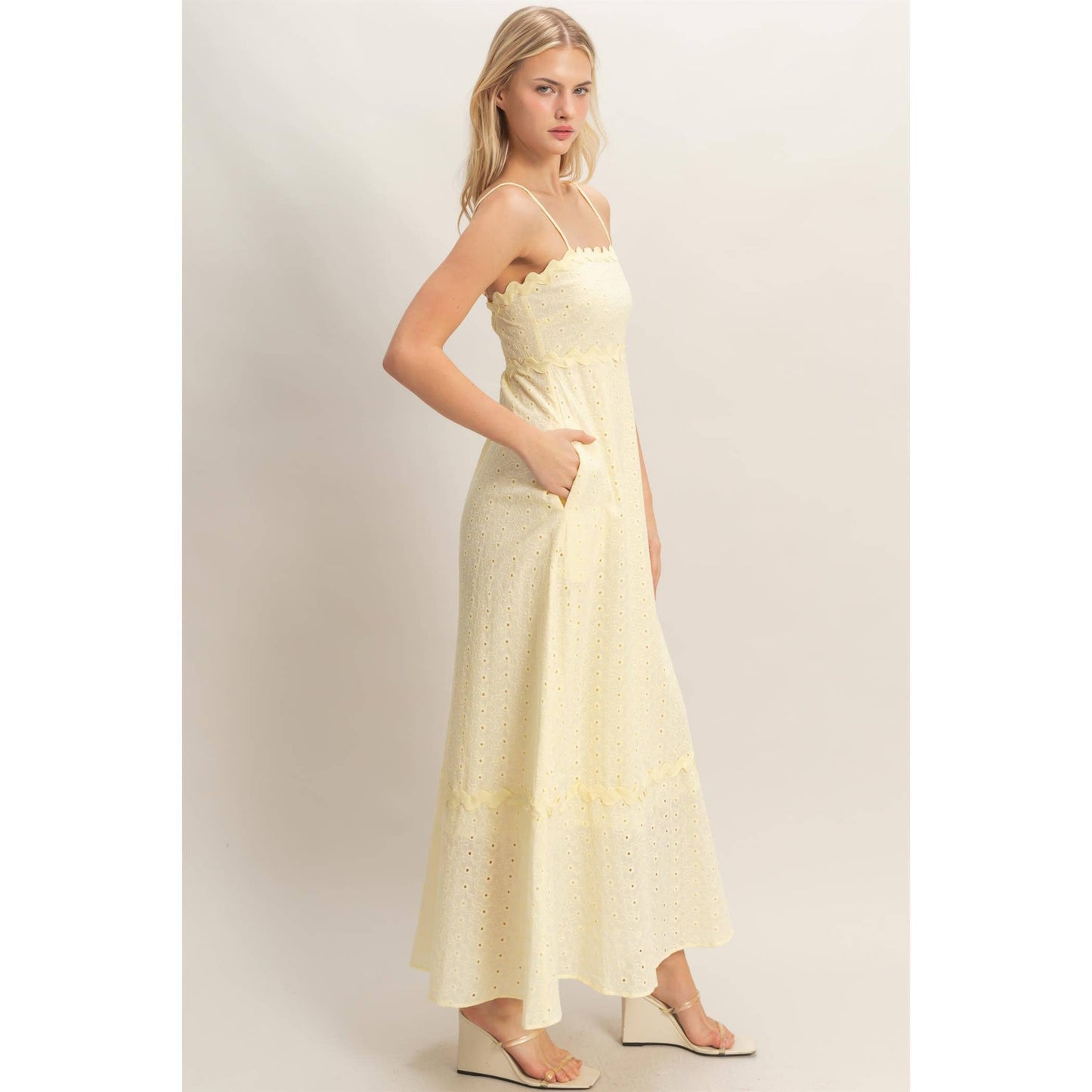 HYFVE - Scallop Trim Eyelet Midi Dress