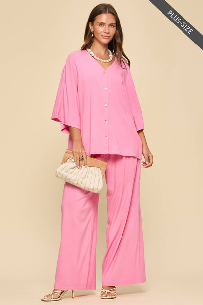 Dear Scarlett - PLUS SIZE 2-Piece Linen Summer Set