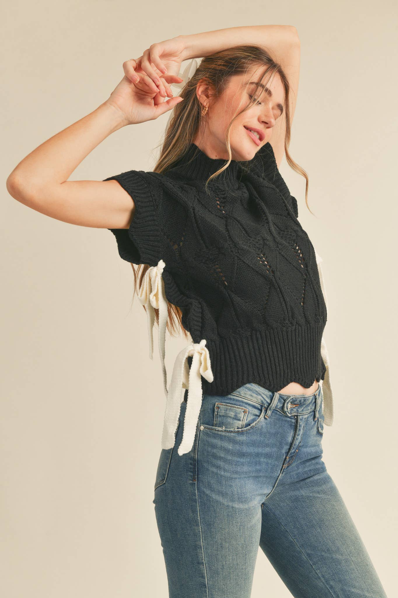 &MERCI - MOCK NECK CROPPED SWEATER VEST MSW2133