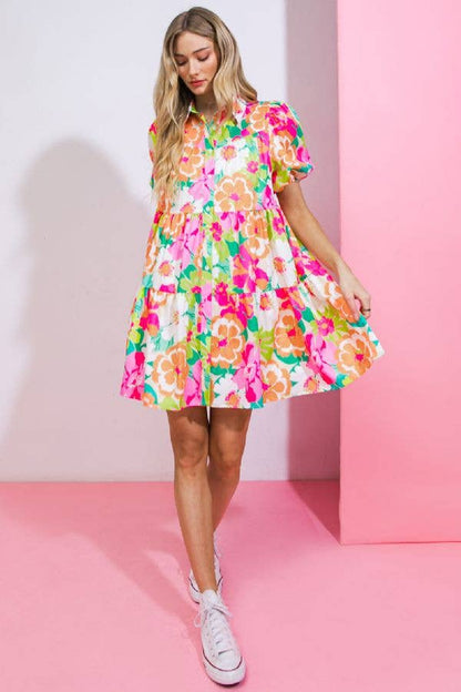 Woven babydoll mini dress