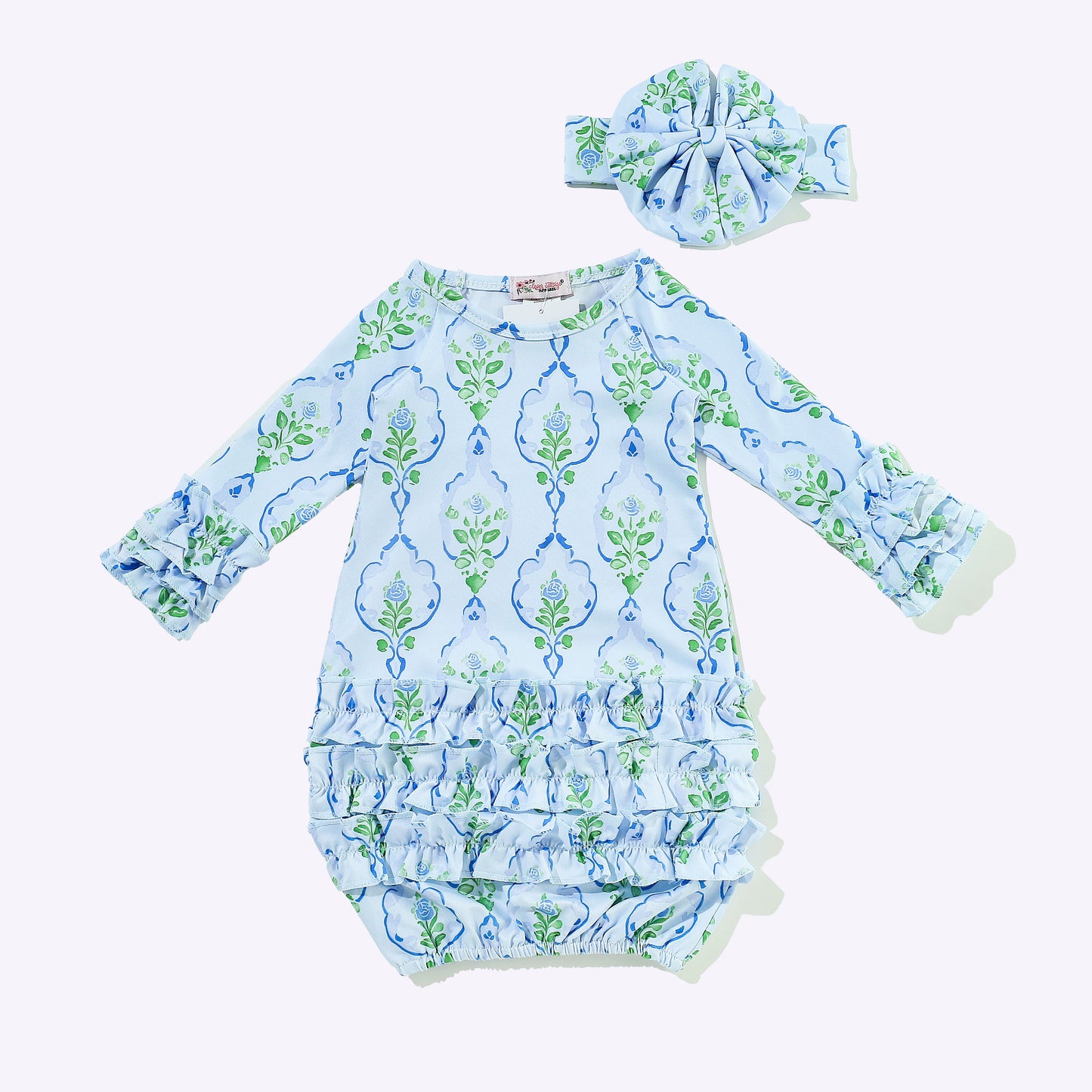 Blue Rose Frame Baby Gown