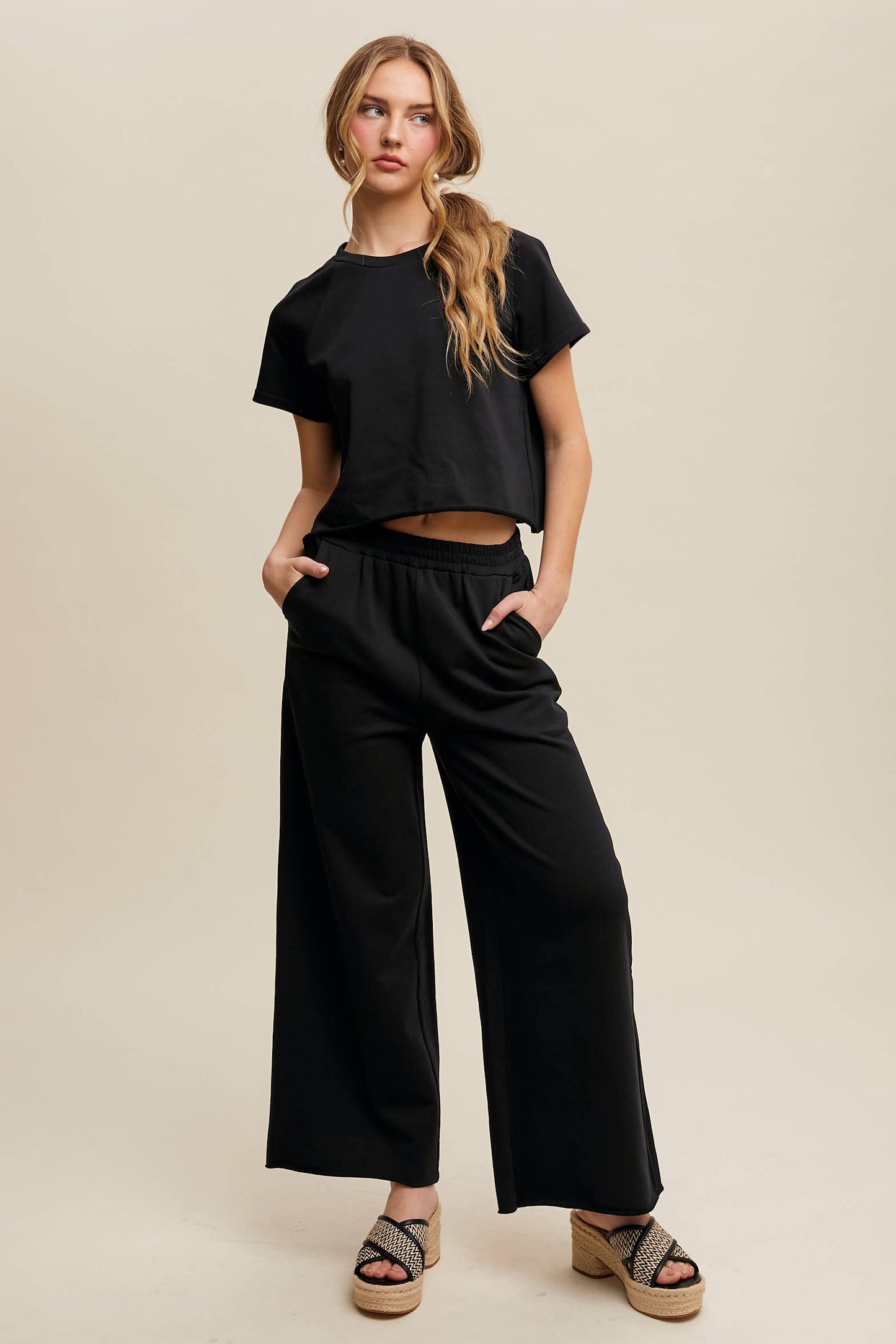 Listicle - Relaxed Fit Top and Wide Leg Pants Lounge Set