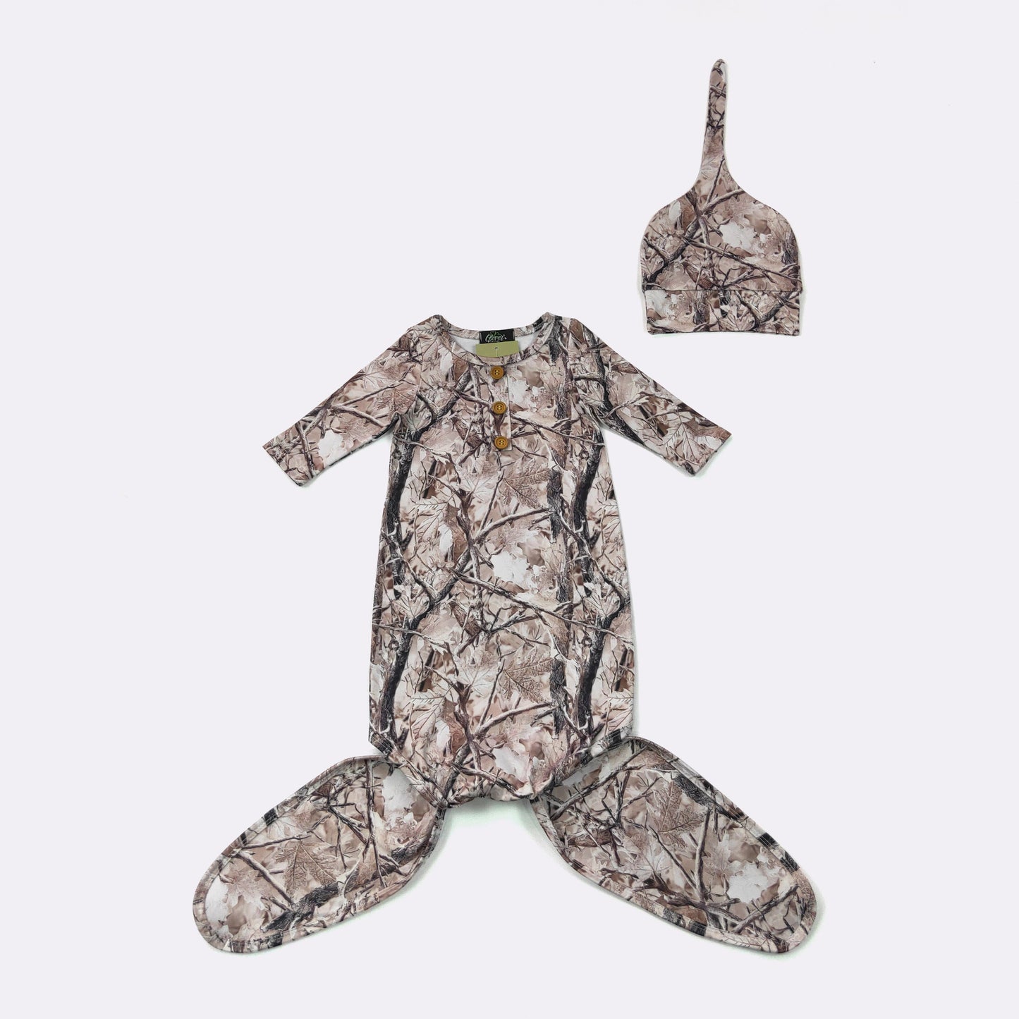 Khaki Tree Camo Knotted Gown