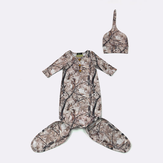 Khaki Tree Camo Knotted Gown
