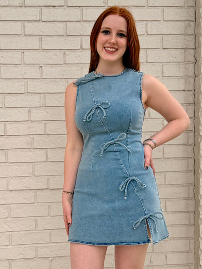 Ribbon detailed mini dress